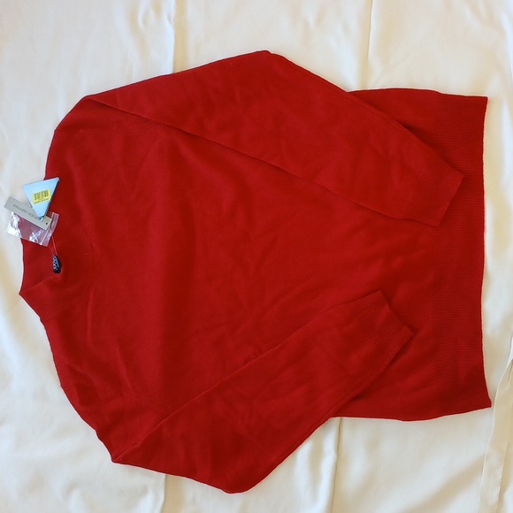 NWT Prive 100% red washable cashmere mock neck turtle neck sweater sz XL - Picture 4 of 6
